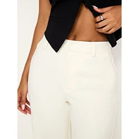 High-Rise Straight-Leg Stretch-Poplin Dress Pants