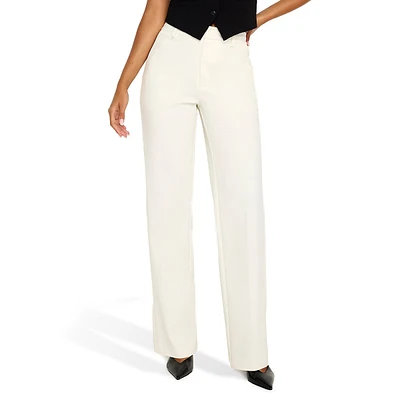 High-Rise Straight-Leg Stretch-Poplin Dress Pants