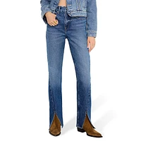 Good Icon Twisted Slit Straight-Leg Jeans