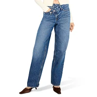 Good 90s Button Crossover-Waistband Jeans