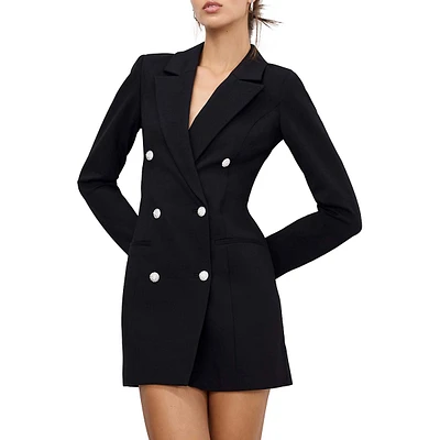 Robe mini blazer à double boutonnage en point de Rome