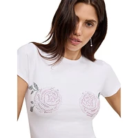T-shirt bébé rose strass
