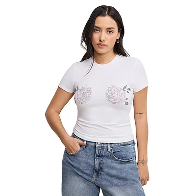 T-shirt bébé rose strass