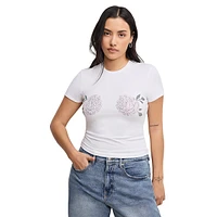 T-shirt bébé rose strass