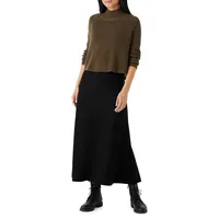 Wool A-Line Midi Skirt