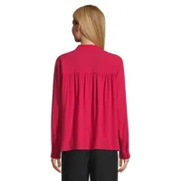 Banded-Collar Silk Shirt