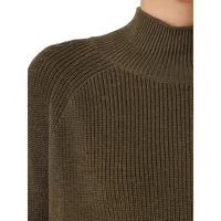Cropped Wool Mockneck Raglan Sweater