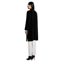 Velvet Open-Front Longline Cardigan