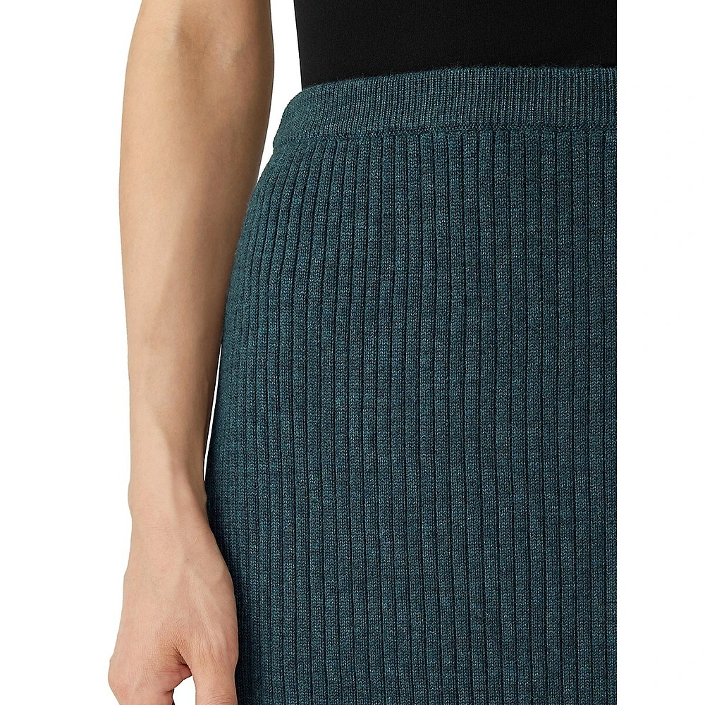 Ribbed Wool Pencil Skirt