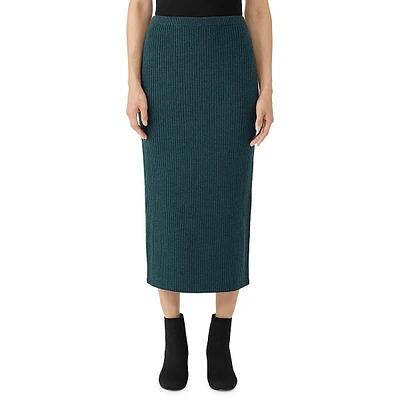 Ribbed Wool Pencil Skirt