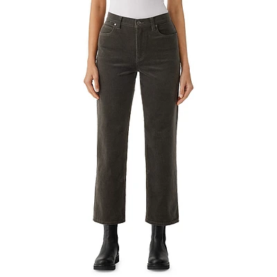 Stretch-Organic Cotton Corduroy High-Waist Cropped Jeans
