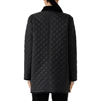 Diamond-Quilted Collared Nylon Coat