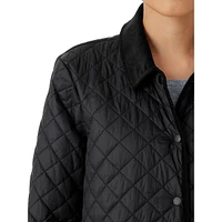 Diamond-Quilted Collared Nylon Coat