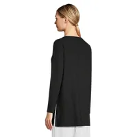 Long-Sleeve Boatneck Textured Tunic Top
