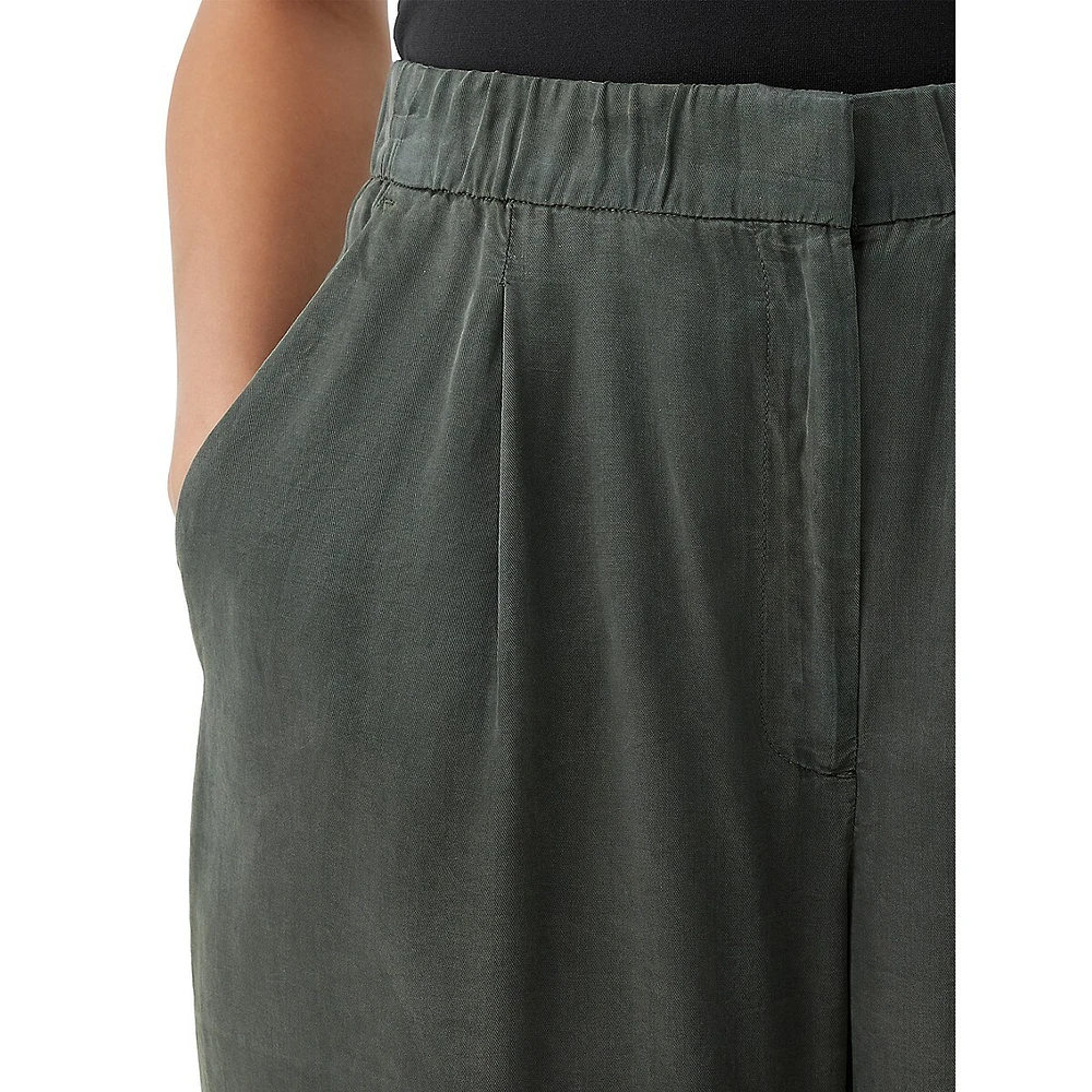 High-Waisted Wide-Pleated Tencel Pants