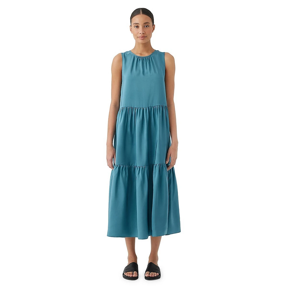 Silk Tiered Midi Dress