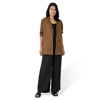 Organic Linen Long-Line Open-Front Blazer