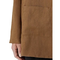 Organic Linen Long-Line Open-Front Blazer