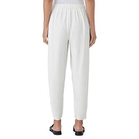 Silk Pleated & Cropped Lantern Pants