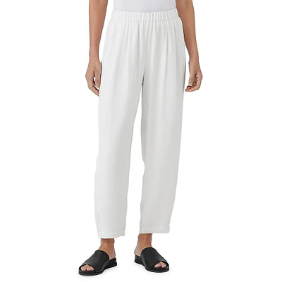 Silk Pleated & Cropped Lantern Pants