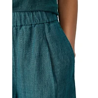 Organic Linen Pleated & Cropped Lantern Pants