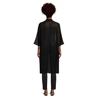 Sheer Silk Open-Front Longline Jacket