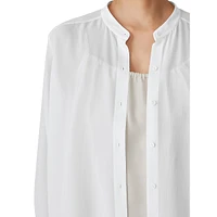 Silk Back-Pleated Longline Shirt