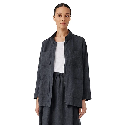 Organic Linen Zip-Front Jacket