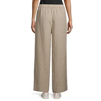 Wide-Leg Organic Linen Pull-On Pants