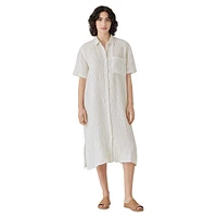 Striped Organic Linen Midi Shirt Dress