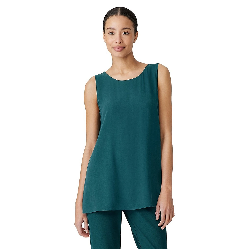 Silk Sleeveless Tunic Top