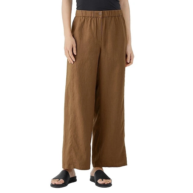 Organic Linen Wide Ankle Pants