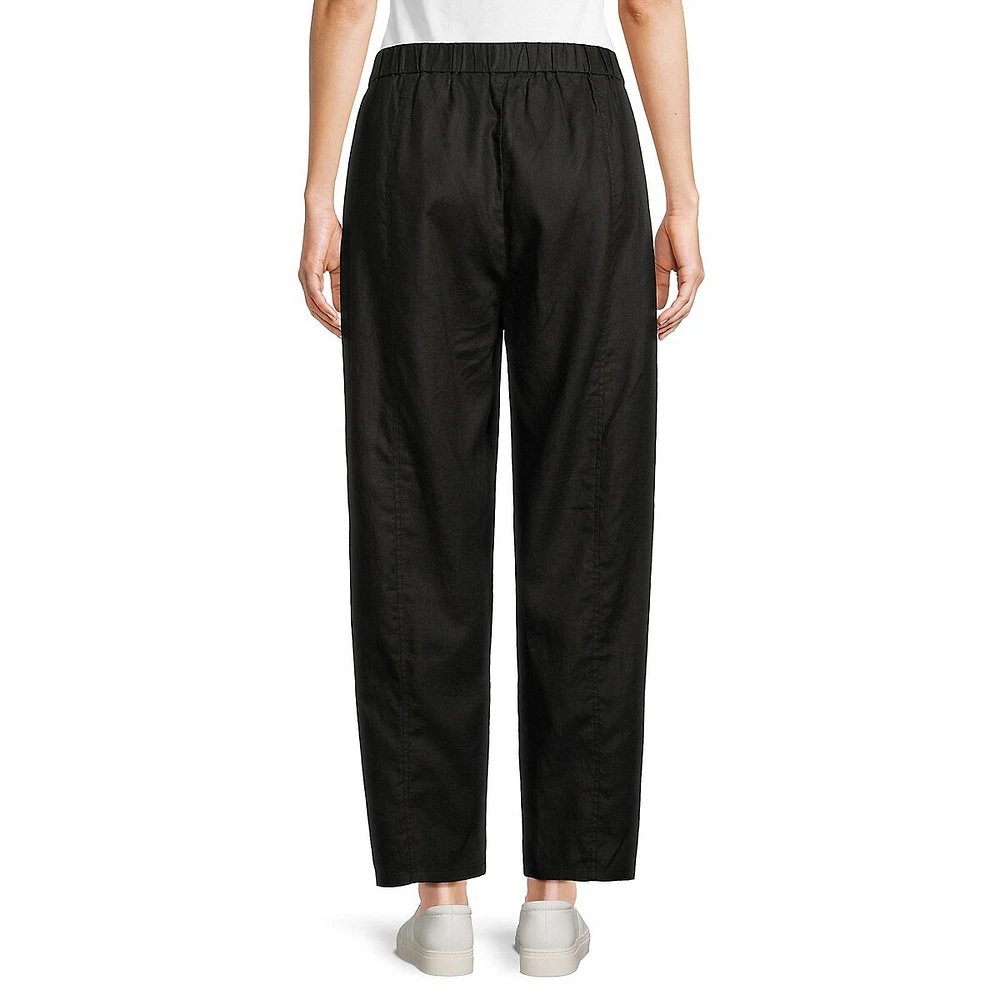 Organic Linen Pleated Lantern Ankle Pants