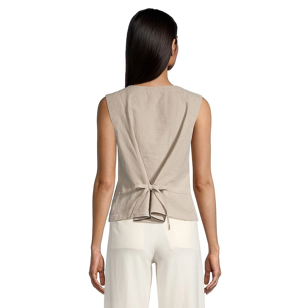 Organic Linen Tie-Back Vest