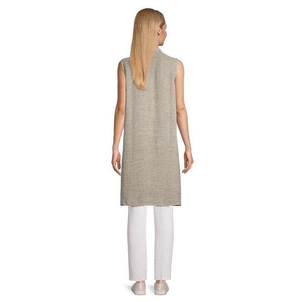 Organic Linen-Blend Longline Sleeveless Tunic