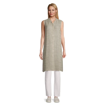 Organic Linen-Blend Longline Sleeveless Tunic