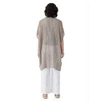 Open-Knit Organic Linen Short-Sleeve Cardigan