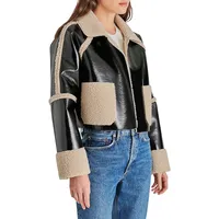 Salma Fleece-Trim Faux Leather Jacket