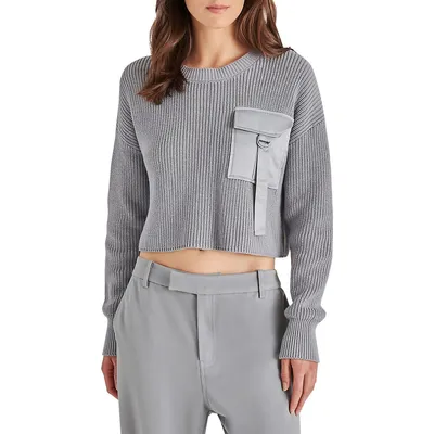 Madison Satin-Pocket Cropped Sweater