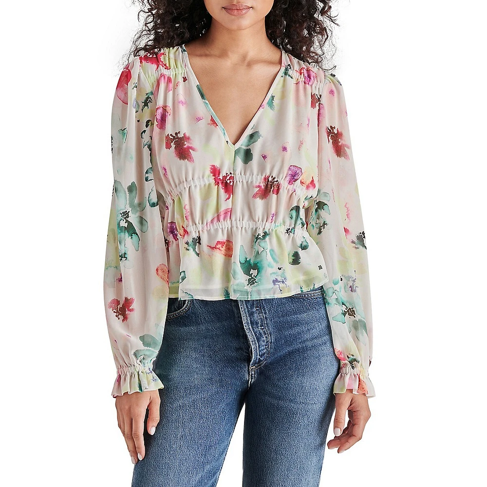 Ardenne Watercolour Floral Chiffon Blouse