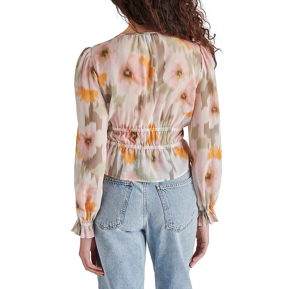 Ardenne Glitch Floral Chiffon Blouse