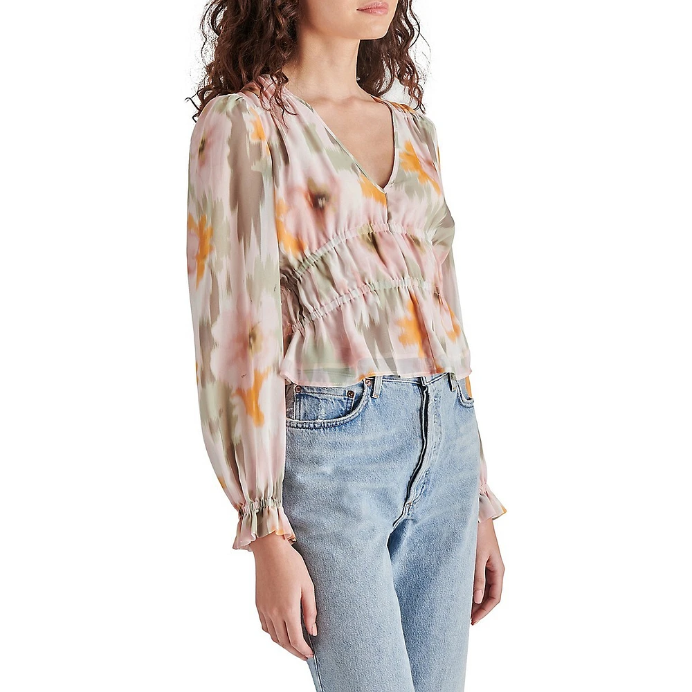 Ardenne Glitch Floral Chiffon Blouse