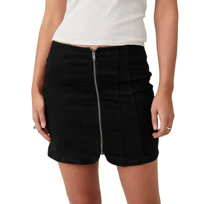 Layla Zip Denim Mini Skirt