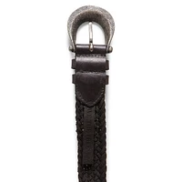 Brix Western Buckle Woven Leather Belt