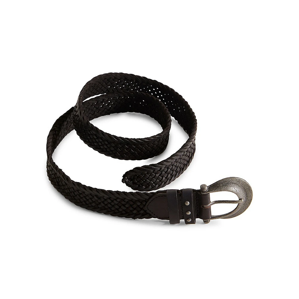 Brix Western Buckle Woven Leather Belt