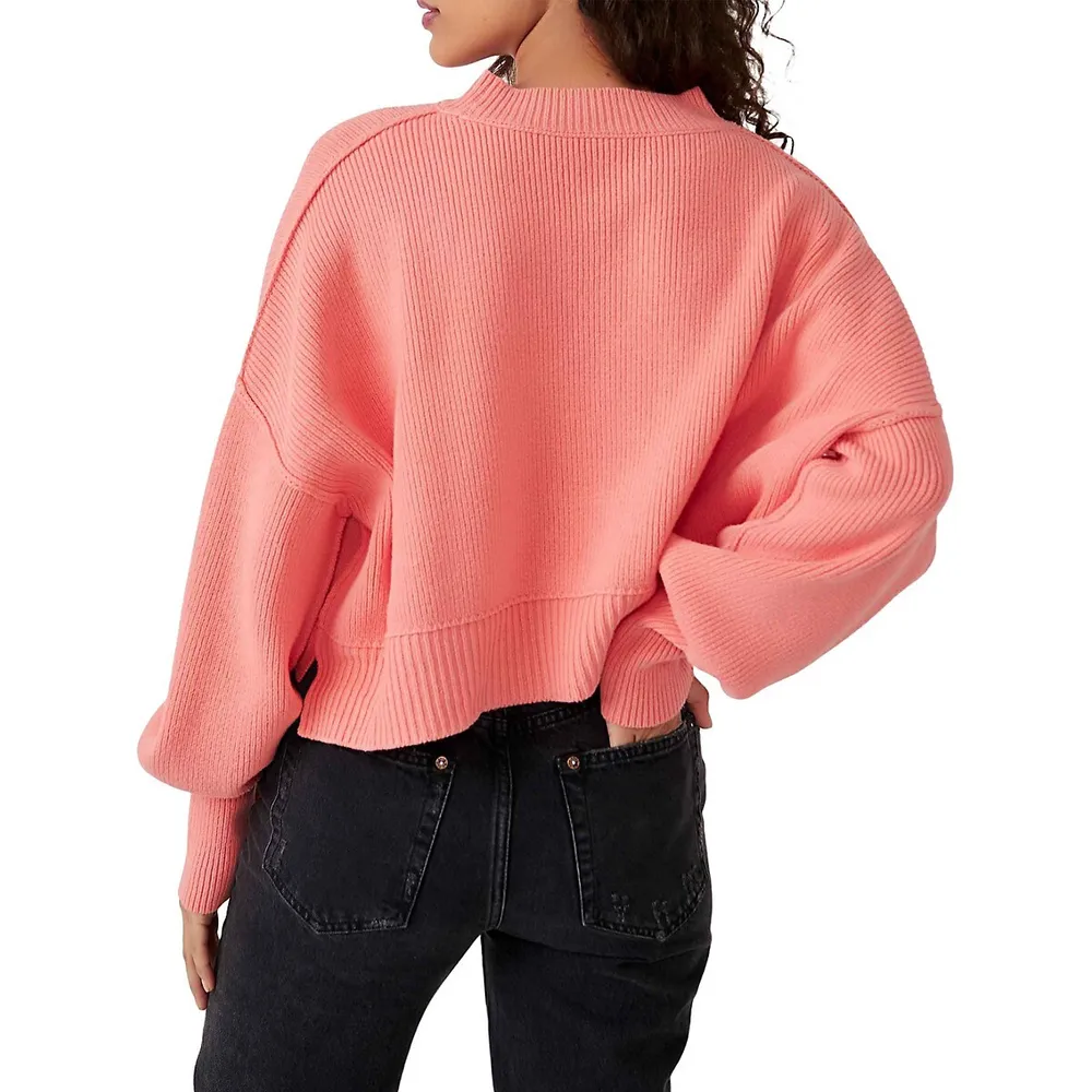 Easy Rib-Knit Cropped Sweater