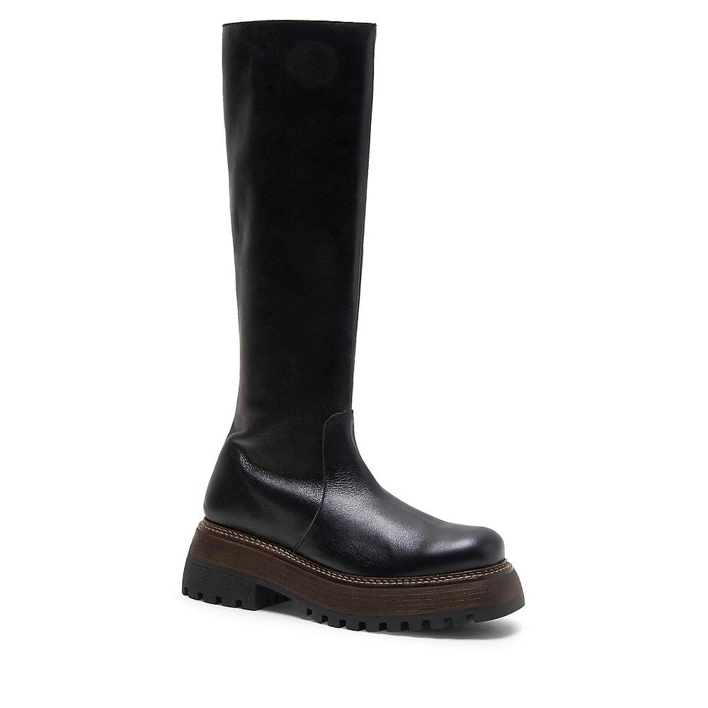 Rhodes Leather Lug-Sole Tall Boots