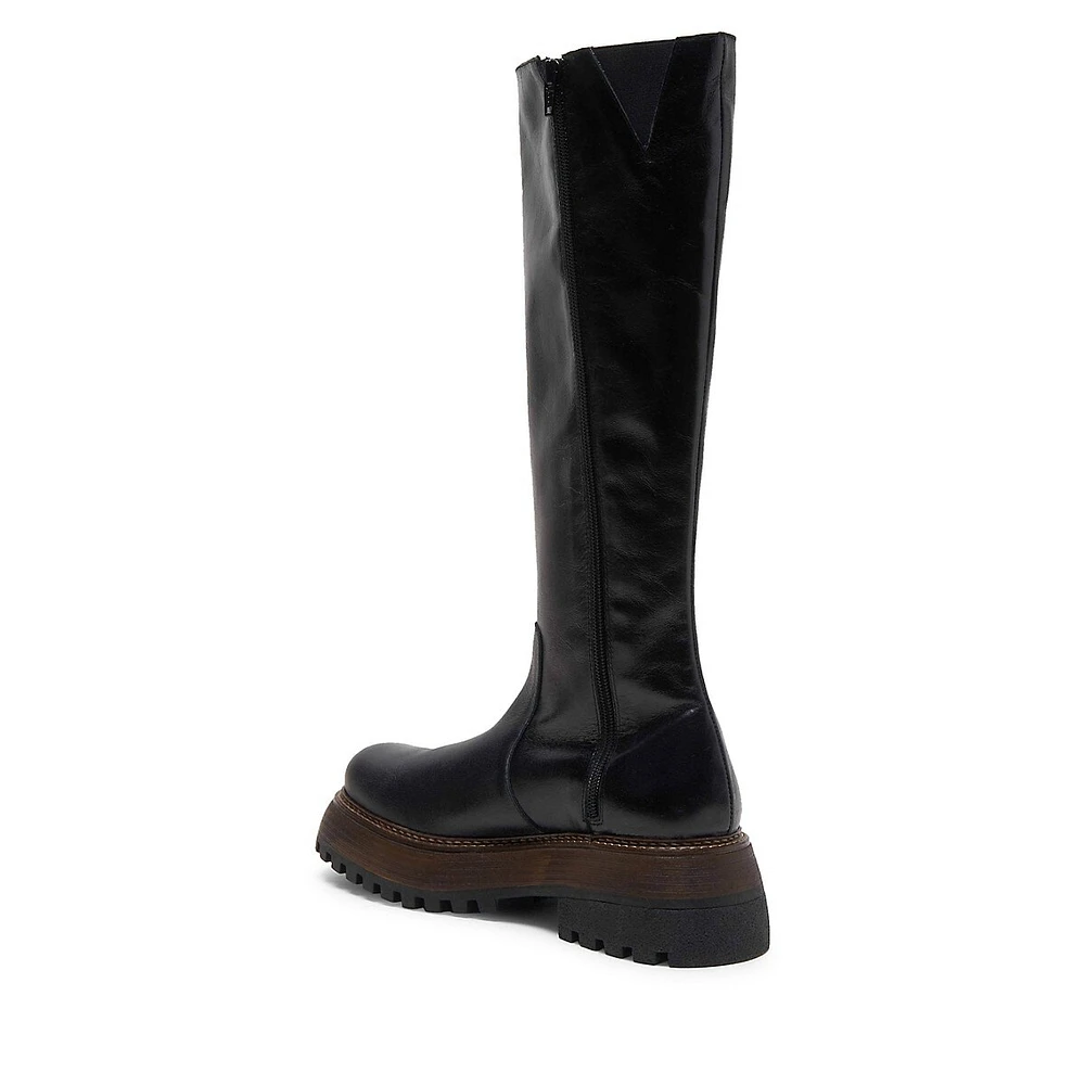 Rhodes Leather Lug-Sole Tall Boots