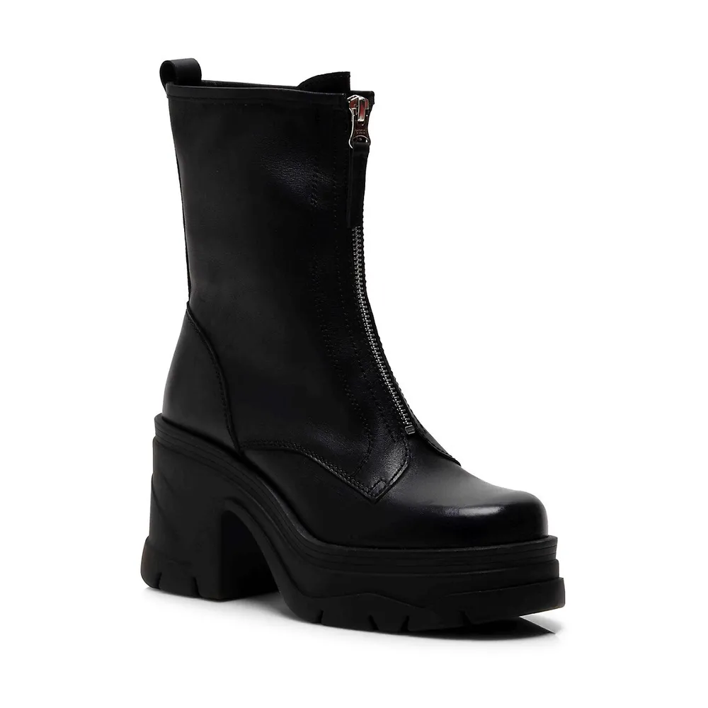 Myles Leather Zip-Front Platform Boots