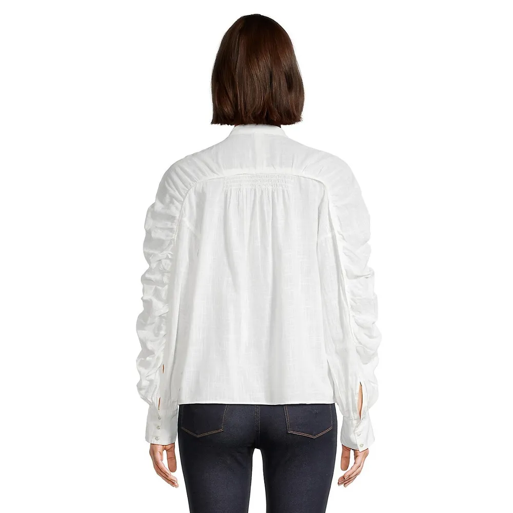 Maraya Ruched-Sleeve Blouse